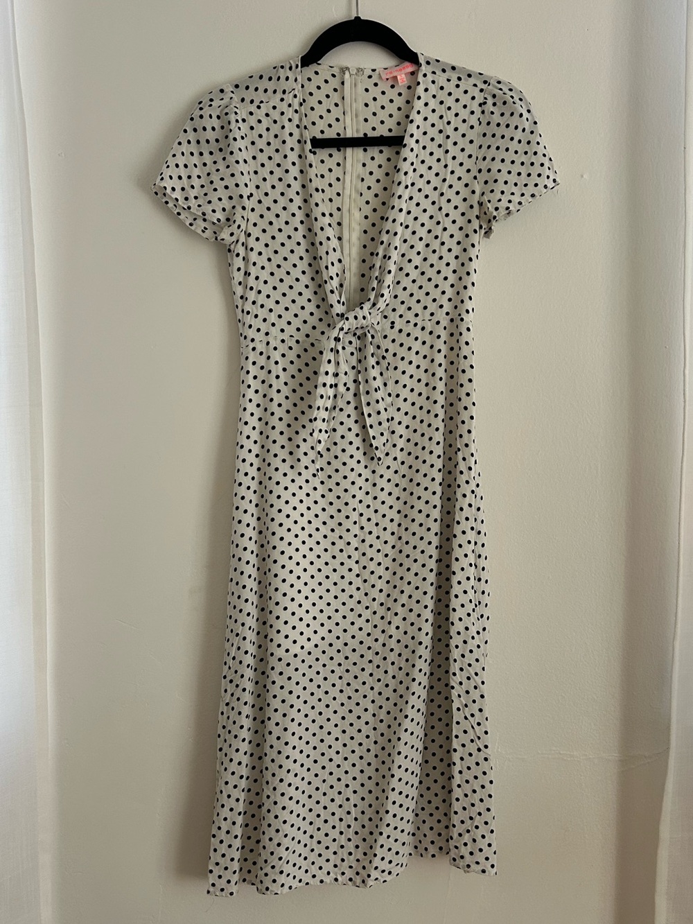 re:named White Midi Dress with Black Polka Dots